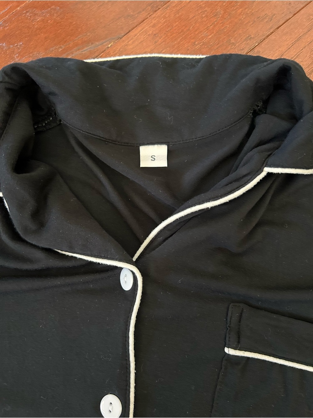 Super Soft Pajamas Set Short Sleeve Button Down Shirt w/ PJ Shorts Set black S - Picture 4 of 11